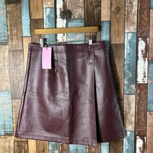 Ginasy XL Maroon A-Line Leather Skirt